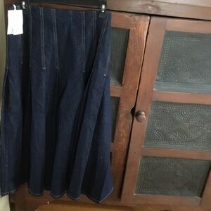 Free Assembly Dark Blue Denim High Rise A-Line Skirt - NWT